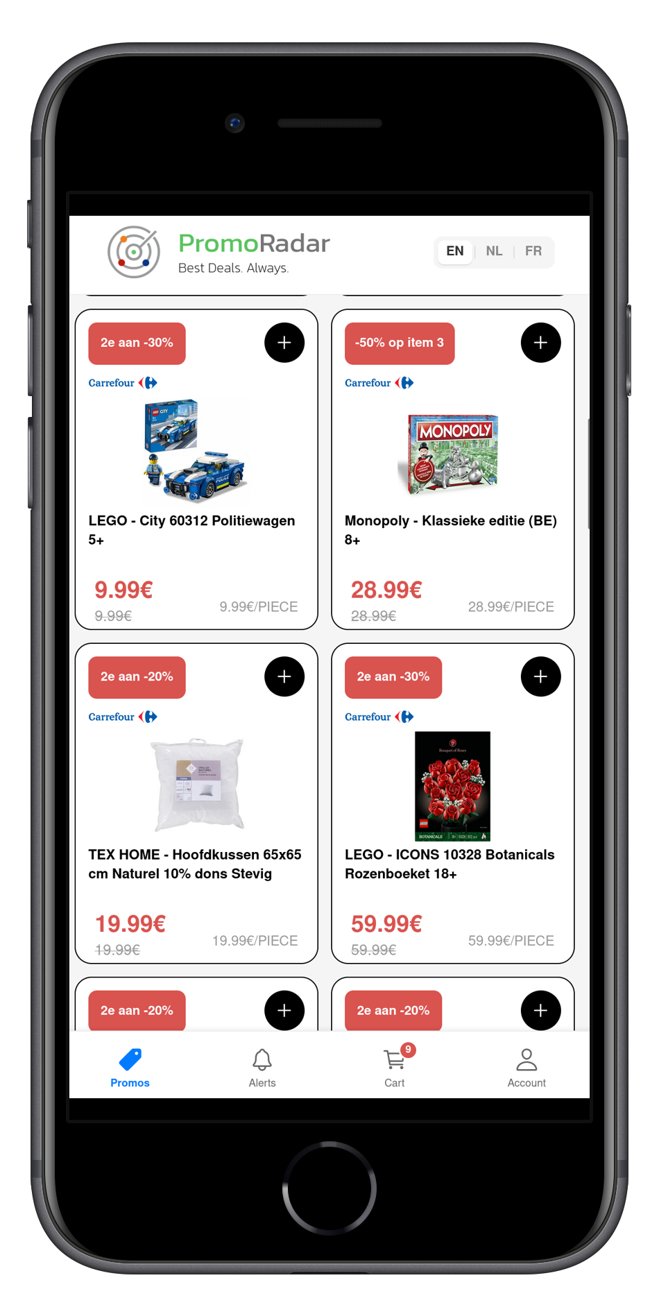 PromoRadar feature screenshot showing price comparisons